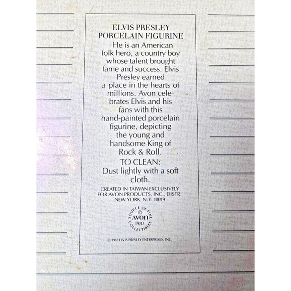 Elvis Presley Porcelain Hand Painted Figurine Avon VTG 1987 Memphis King Of Rock - Picture 5 of 11